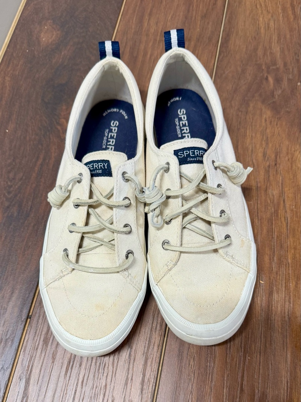 Sperry Kids Cream Canvas Lace-Up Sneakers